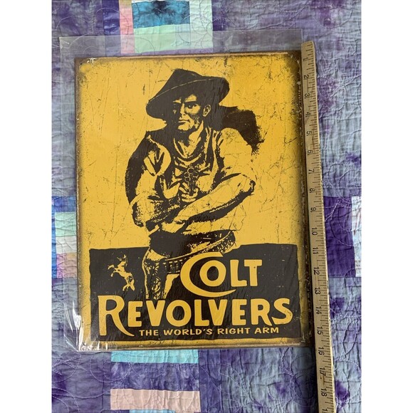 Colt Revolvers Reproduction Tin Advertising Sign 12.5x18 inch Western Decor - Picture 2 of 3